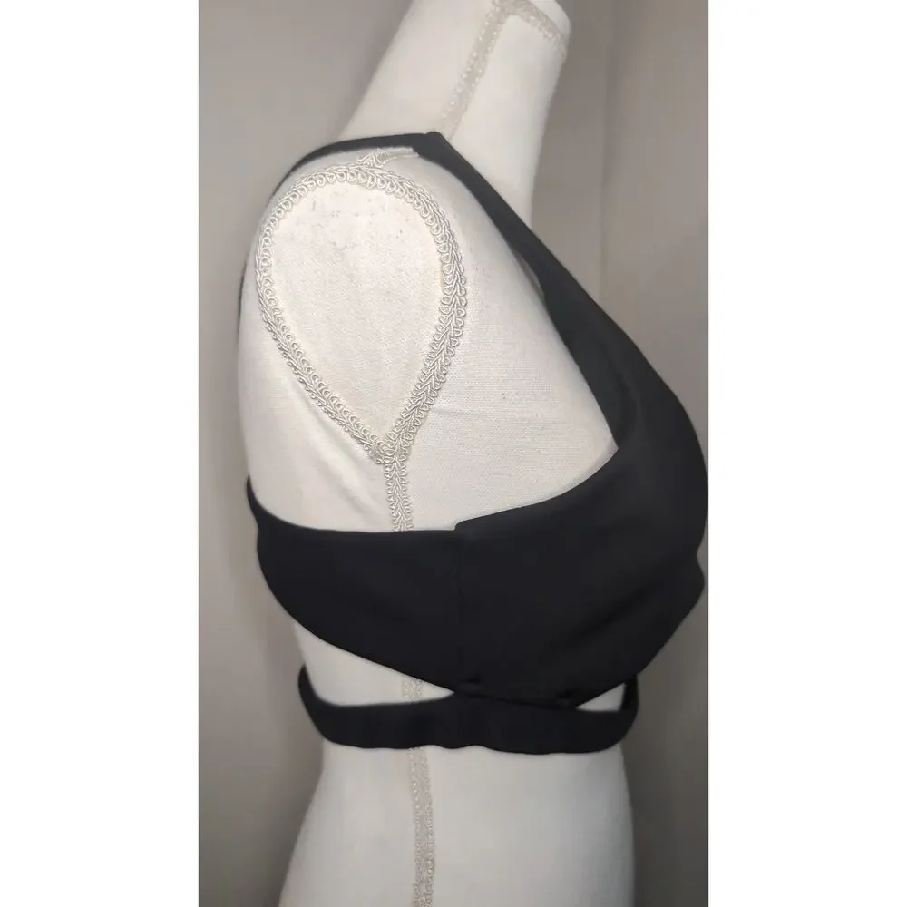 Cleo Harper Sports Bra Large Black Strappy Longline Athleisure - Picture 5 of 8